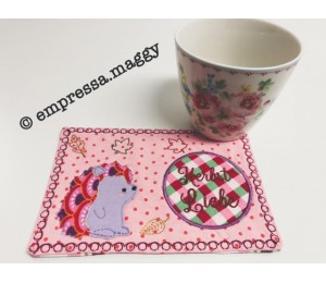 ITH Stickdatei - Mug Rug Herbstliebe Igelchen